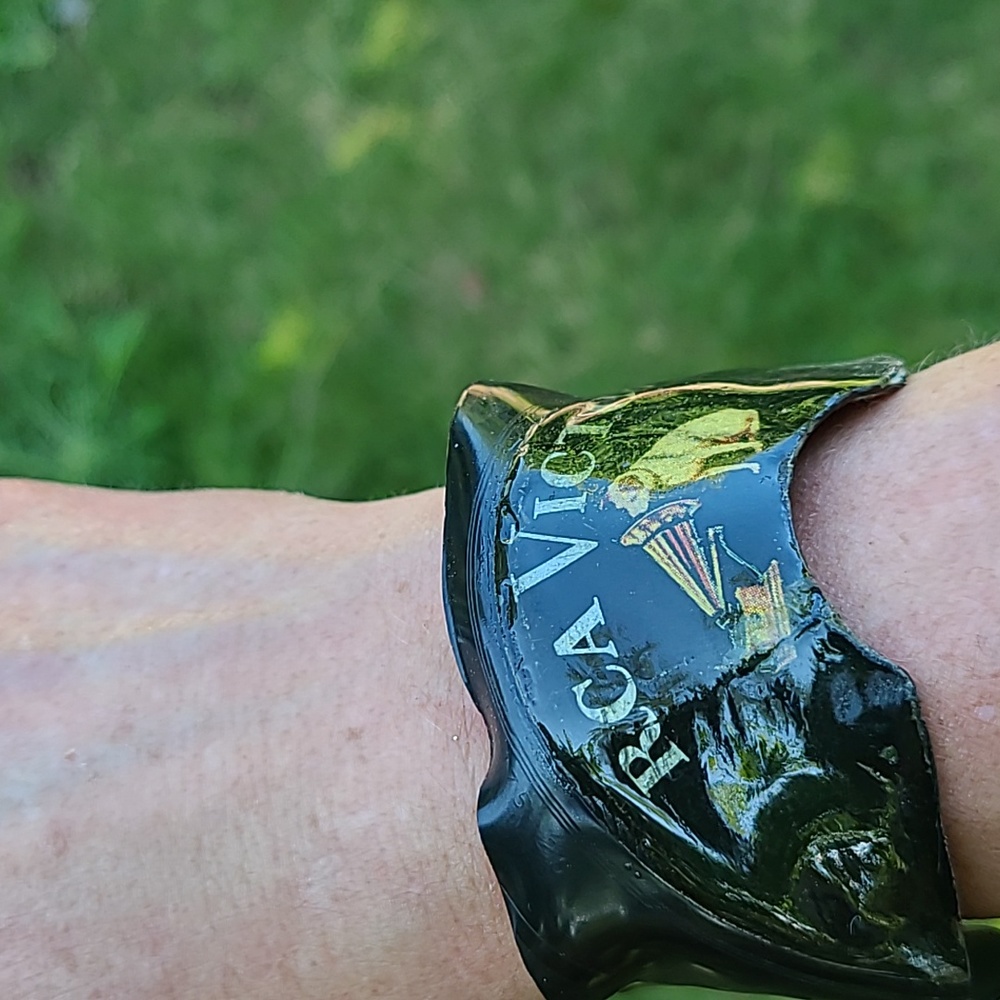 Authentically genuine upcycled magic! RCA Victor record vinyl cuff bracelet